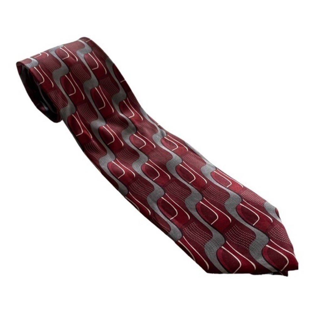 John Ashford Red and Gray‎ Silk Tie